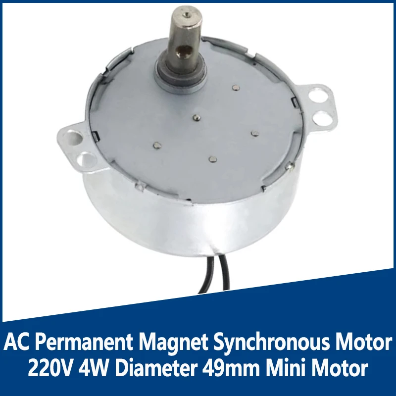 AC 영구 자석 동기 모터 220V 4W 직경 49mm 미니 저속 모터 저속 기어 감속 팬 쉐이킹 모터 CW CCW