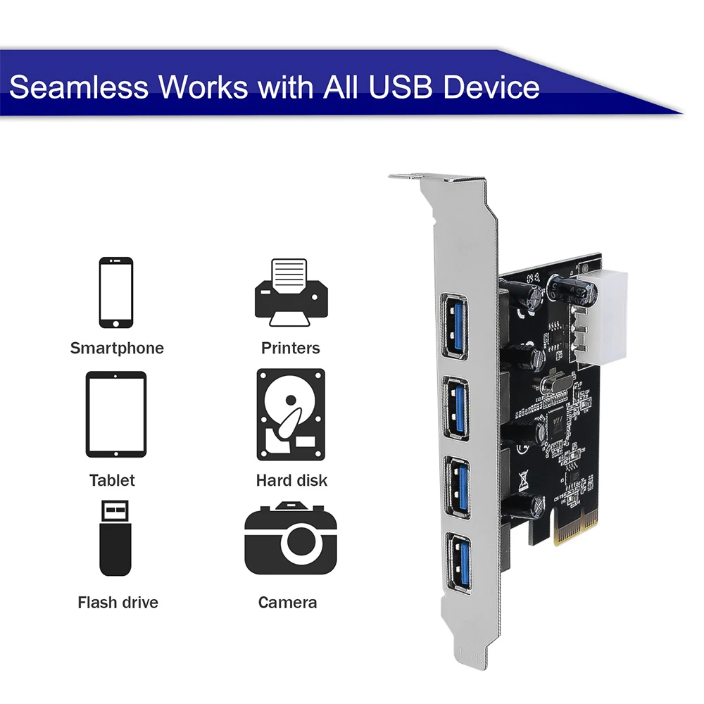 4 Port USB 3.0 PCI-E Expansion Card PCI Express PCIe USB 3.0 HUB Adapter 4-Port USB3.0 Controller USB 3 0 PCI e PCIe Express