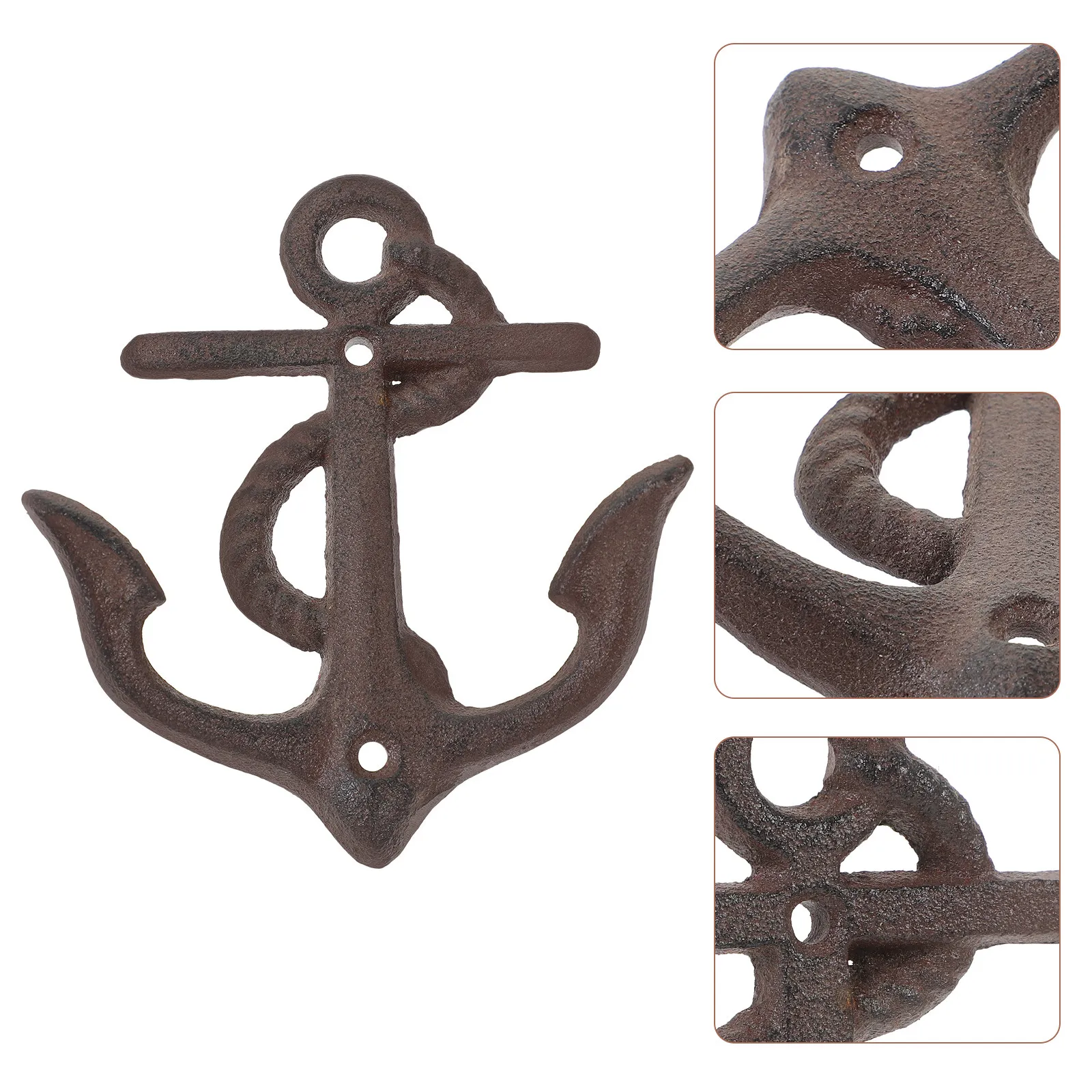 Wrought Iron Anchor Hook Wall Mounted Decorative Heavy Duty Hanging Hook for Home Kitchen Bathroom Bedroom Study Rustic Nautical