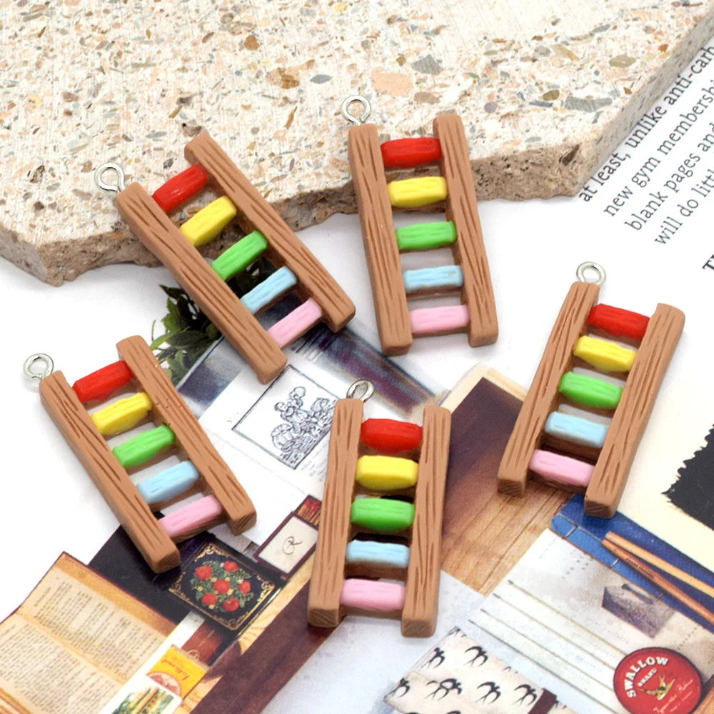 10pcs Mini Colorful Ladder Resin Charms Funny Cute Earring Keychain Charm Accessory DIY Cartoon Jewlery Make