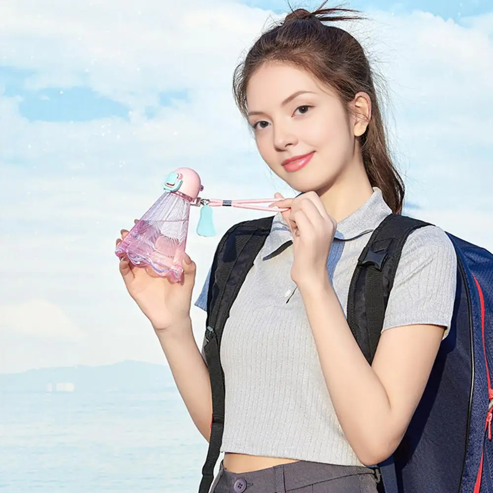 Cute Design Water Bottle Portable Straw Water Bottle Badminton-shaped Sippy Cup with Straw Carry Strap Leakproof Sports Water