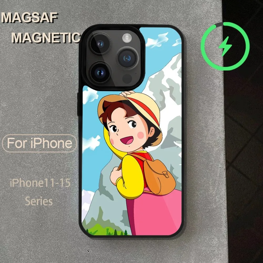 Cartoon Heidi Girl Of The Alps  Phone Case  For iPhone 14 13 12 11 15 Pro Max Magsafe Wireless Charge Plus Mini Cover