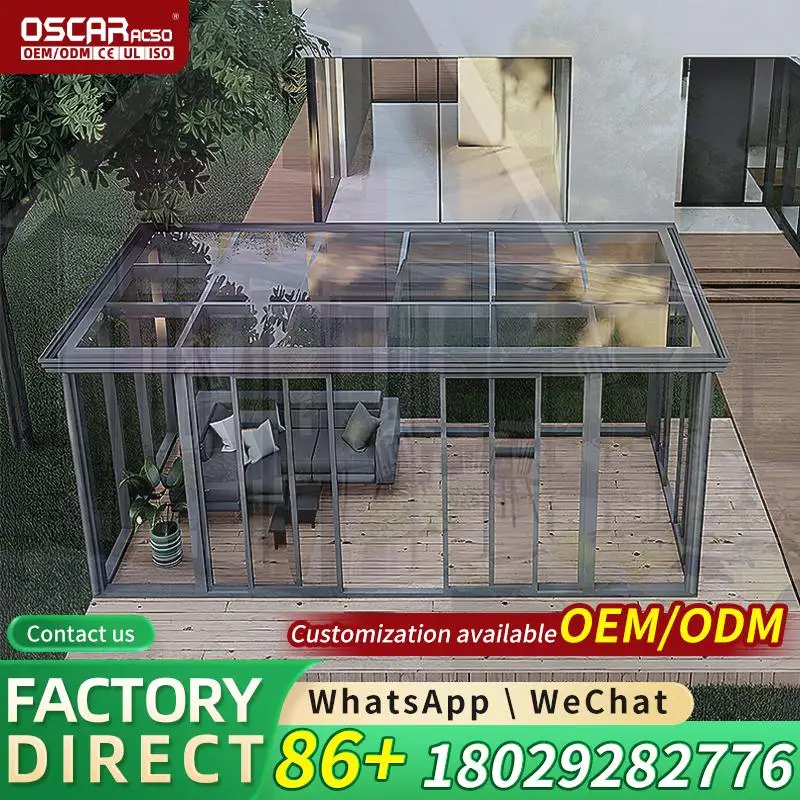 

Настраиваемый современный стеклянный павильон на открытом воздухе с рамой из алюминиевого сплава для отдыха в солнечной комнате в парке на заднем дворе