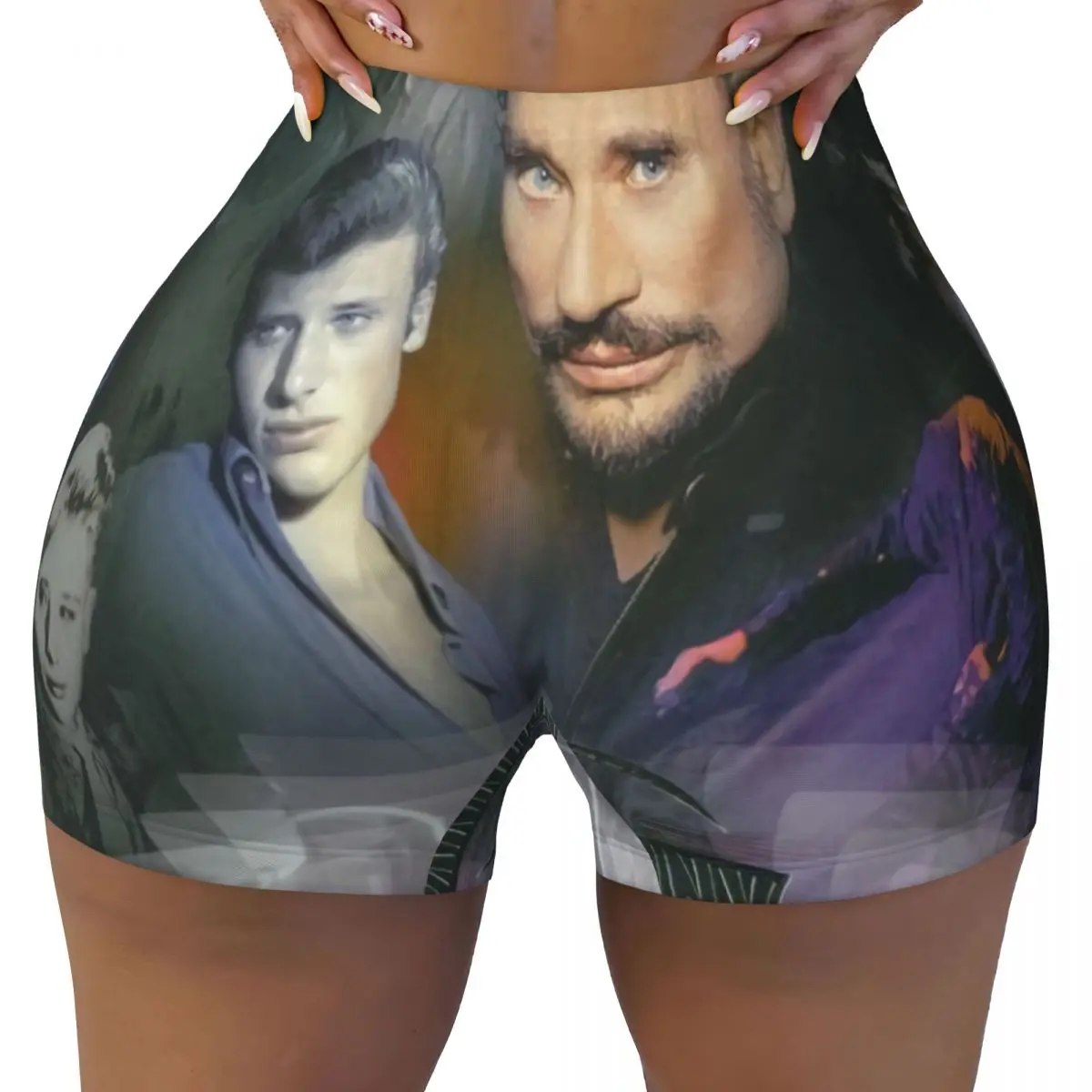 Custom Women's Johnny Hallyday Workout Yoga Shorts Singer Actor Athletic Gym Running Volleyball Shorts