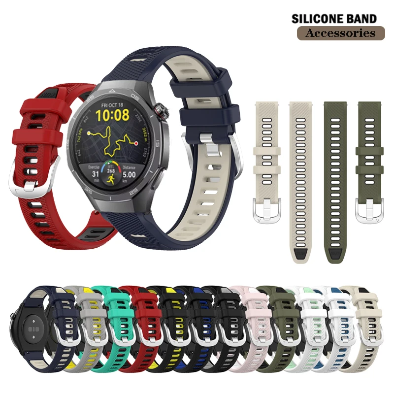 

Universal 22mm Band Run Silicone Strap For Huawei Watch GT 5 GT5 Pro 46mm / GT4 46mm / GT3 SE / GT2-2e-Pro-46mm