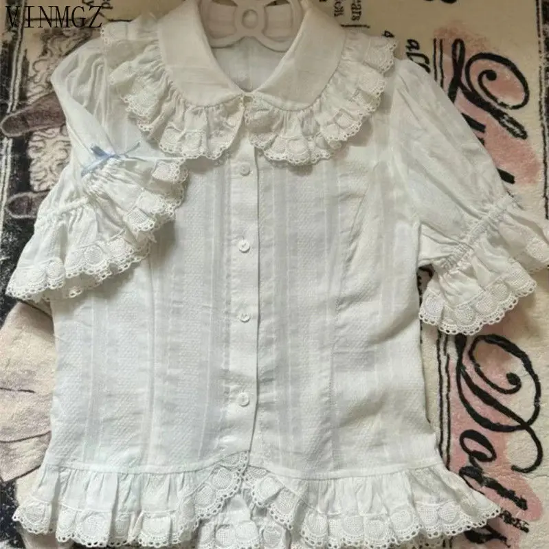 

Japanese cute soft girl short-sleeved summer Lolita new shirt doll bubble Lolita top women clothing