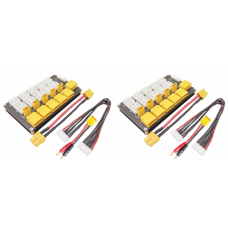 

2X Lithium Battery Charging Board Parallel XT30 XT60 Plug 2‑6S Lithium Batteries For B6 Charger Electronic Components