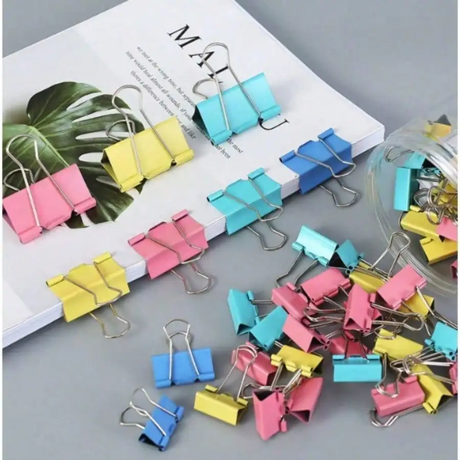 30PCS 2025 15mm Binder Clips  Colorful Clamps For Documents/Exams