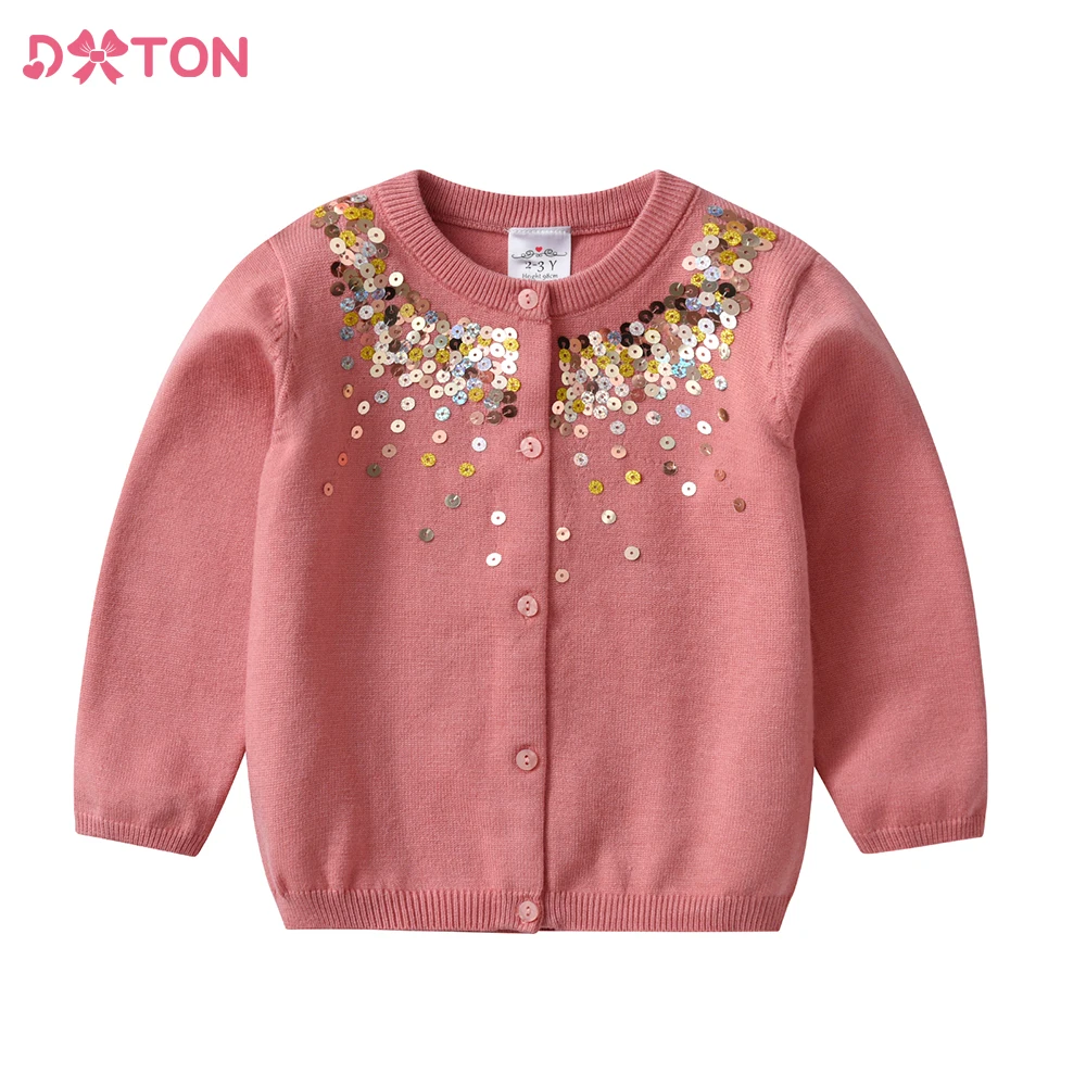 DXTON Girls Cardigan Sweater Spring Autumn Children Knitted Kids Sweater Long Sleeve Toddler Knitwear Girl Cardigan Sweater Coat