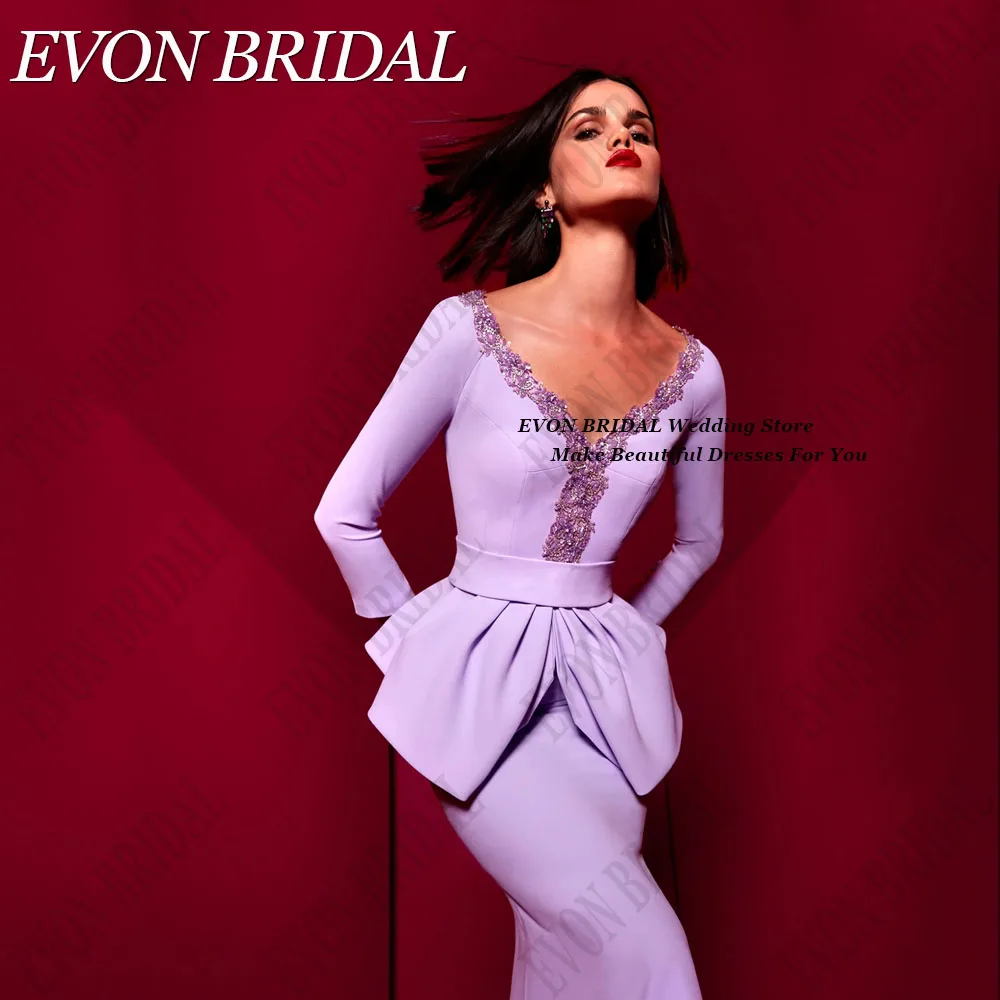 EVON BRIDAL Mermaid Beading Celebrity Red Carpet Dresses 2024 3/4 Sleeves V-Neck вечернее платье Formal Evening Party Gowns