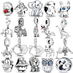 925 sterling silver owl fox animal boutique pendant charm fit original Pandora bracelet charm bead necklace Diy female jewelry