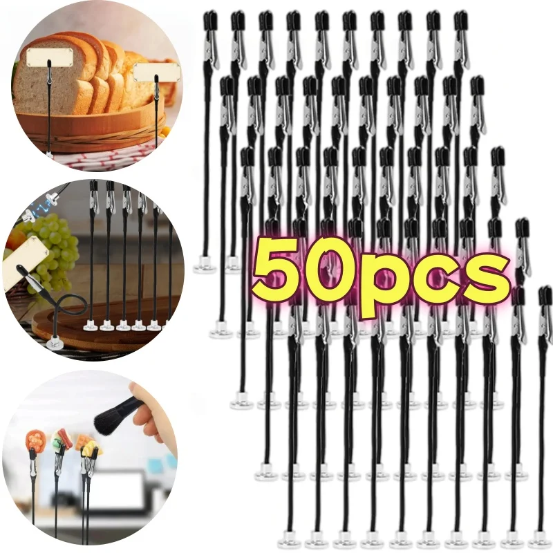Magnetic Flexible Hose Crocodile Clip Magnetic Bendable Crocodile Clip Rod for DIY Crafts Tools Price Tag Card Alloy Clip