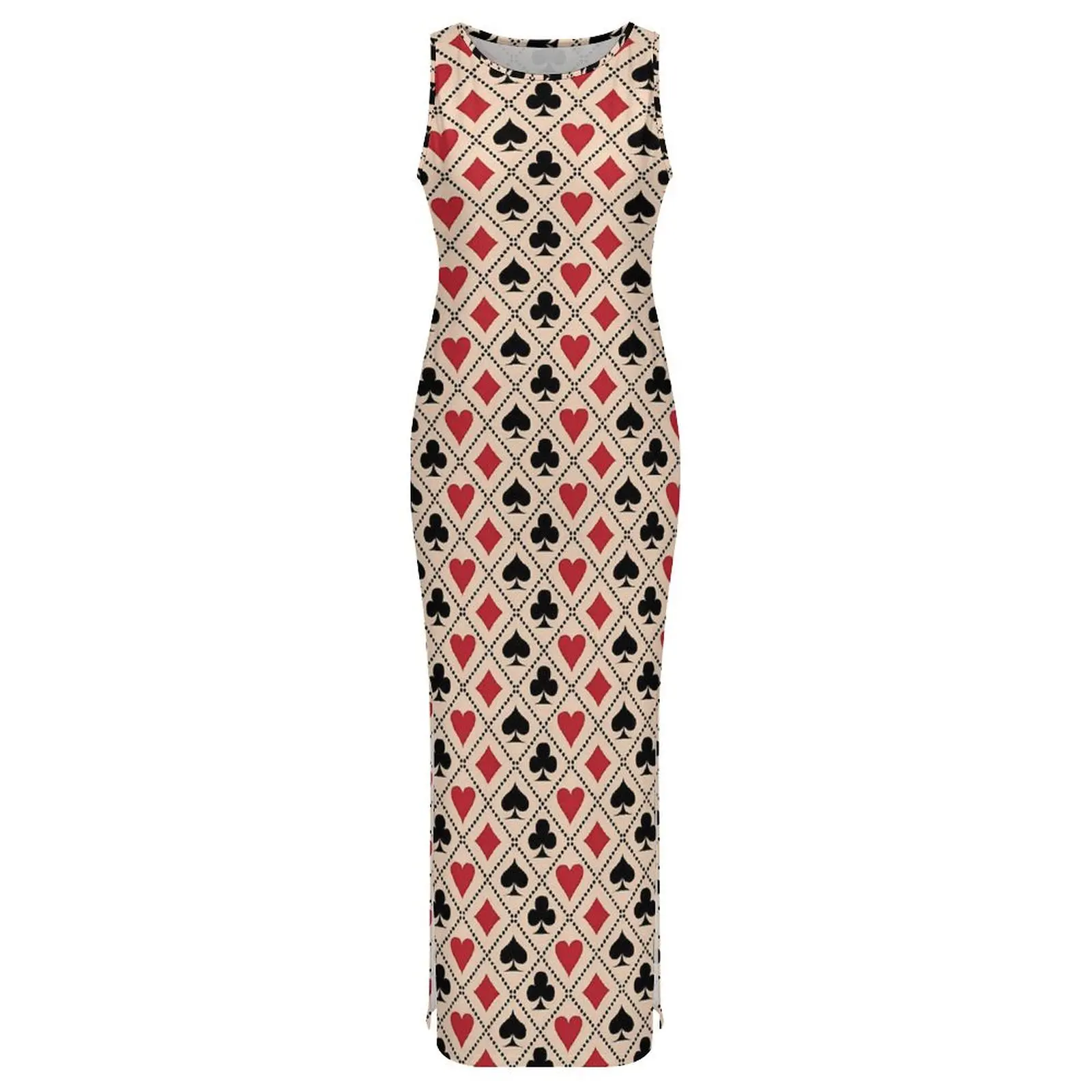 Dames speelkaarten jurk hart en club street fashion bodycon jurk zomer mouwloze vintage maxi jurken oversize vestidos