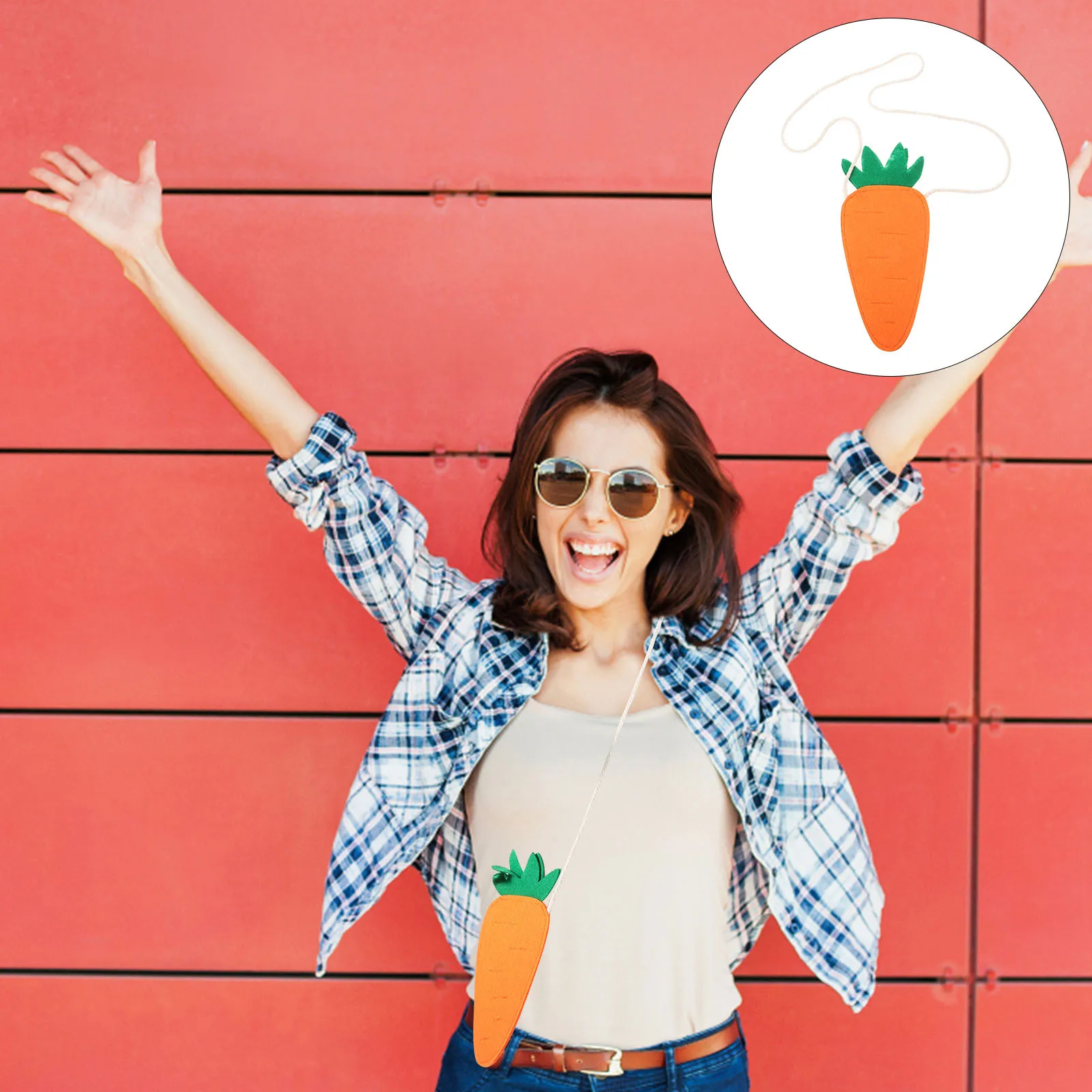 

Small Carrot Storage Purse Portable Bag for Kids Girls Easter Decorations Cosplay Party Child Toddler Cute Practical Design