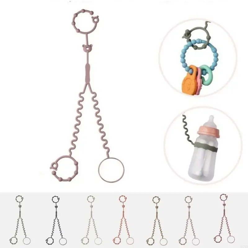 D7YD Trẻ Sơ Sinh Miếng Dán Đồ Chơi Dây Cốc Silicon Kẹp Dây Xích Bình Sữa Cho Xe Đẩy
