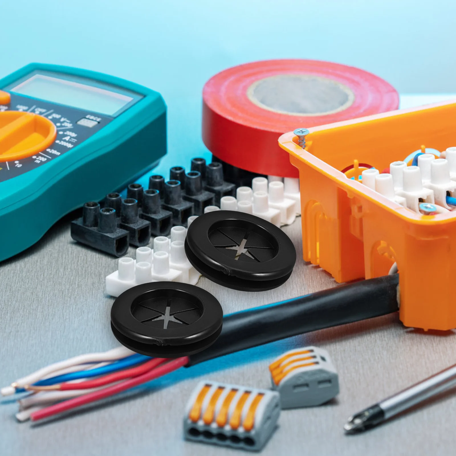 

4Pcs Black Rubber Dual Sided Cable Grommet Waterproof Desk Cord Hole Resistant Wire Protection for Office Home