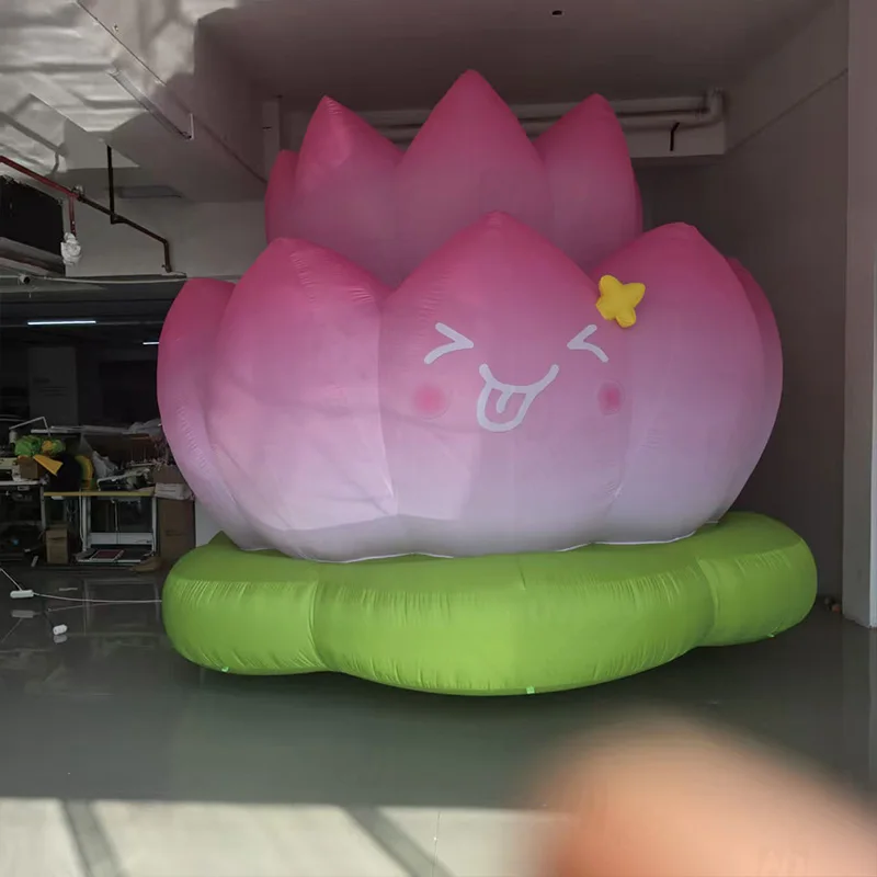 Opblaasbare lotusbloemen, plantaardige luchtmodellen met blaasers, grootschalige decoratieve rekwisieten voor buitengebruik