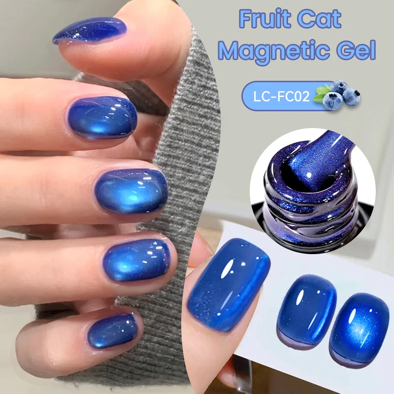LILYCUTE 6PCS Fruit Series Cat Magnetic Gel Nail Polish Soak Off Blueberry Peach Gel Polish Semi Permanent UV Gel Nail Art Kits
