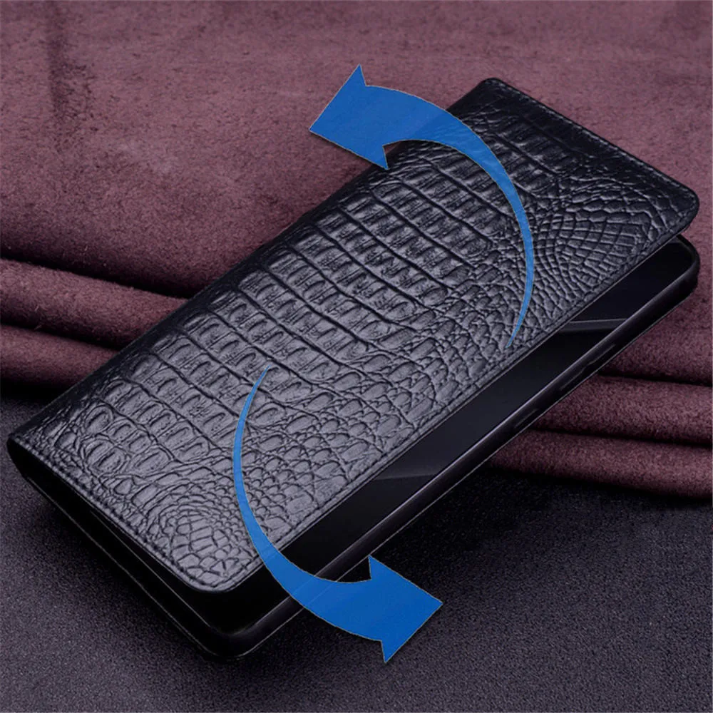 Genuine Cowhide Leather Crocodile Flip Case For Honor Magic7 Pro/Magic7/Magic7 RSR Cover