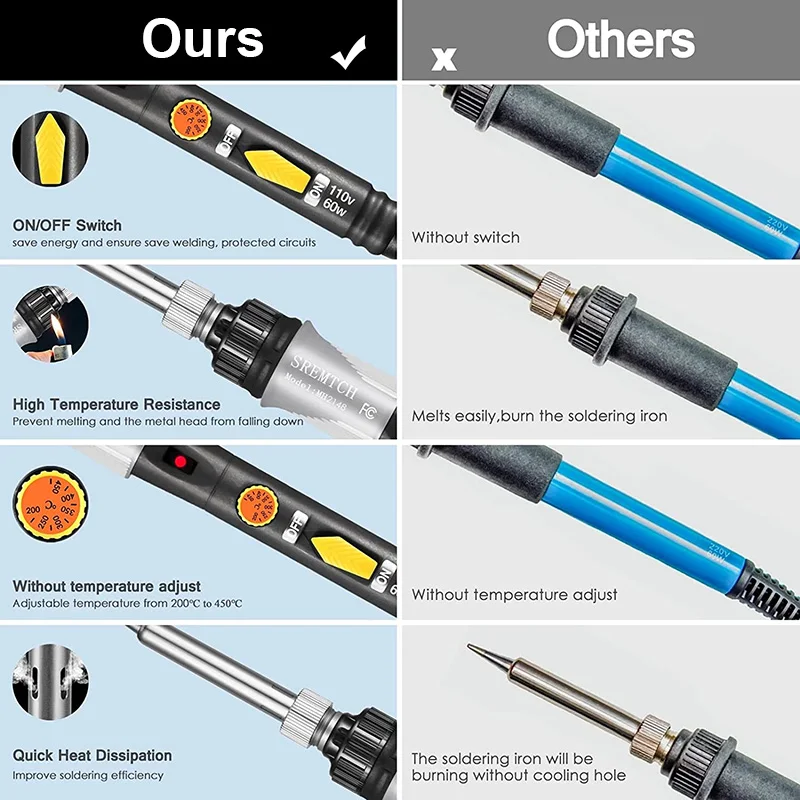220V 60W Neue Lötkolben Elektrische LCD Schweißen Tool Kit Tragbare Wärme Bleistift Einstellbare Temperatur Lötkolben Mit schalter