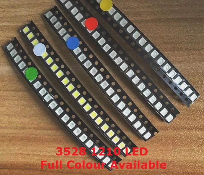 100pcs 3528 LED Red Blue Yellow Warm White Green Purple 1210 Light Emitting Diode 3528 1210 SMD Super Bright High Quality Bead