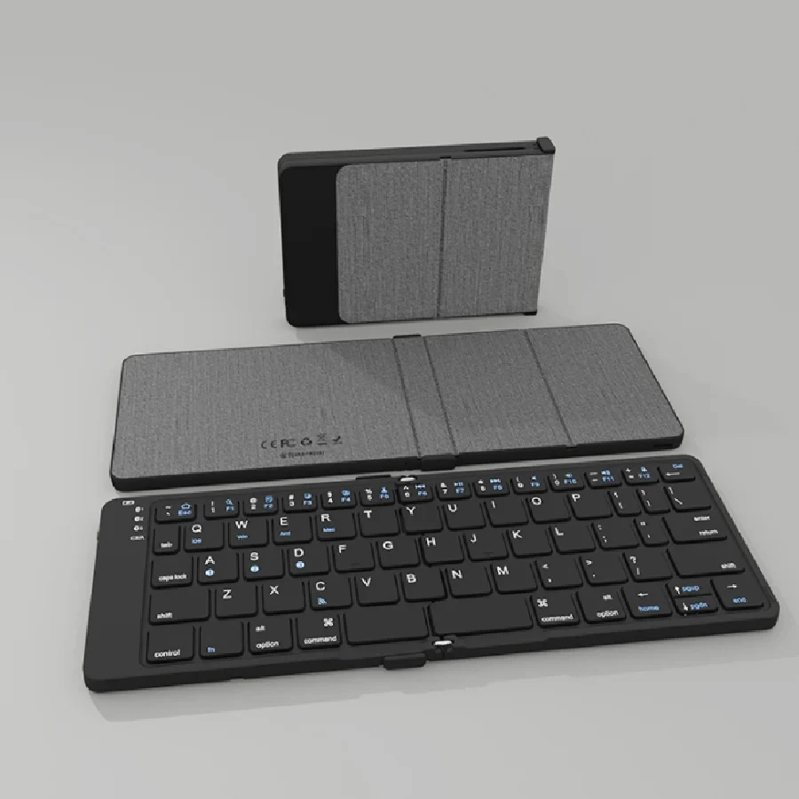 

Multi-Device Bt Wireless Silent Foldable Keyboard Small Wireless Keyboard Portable Folding Keyboard Rechargeable Keyboard for iO