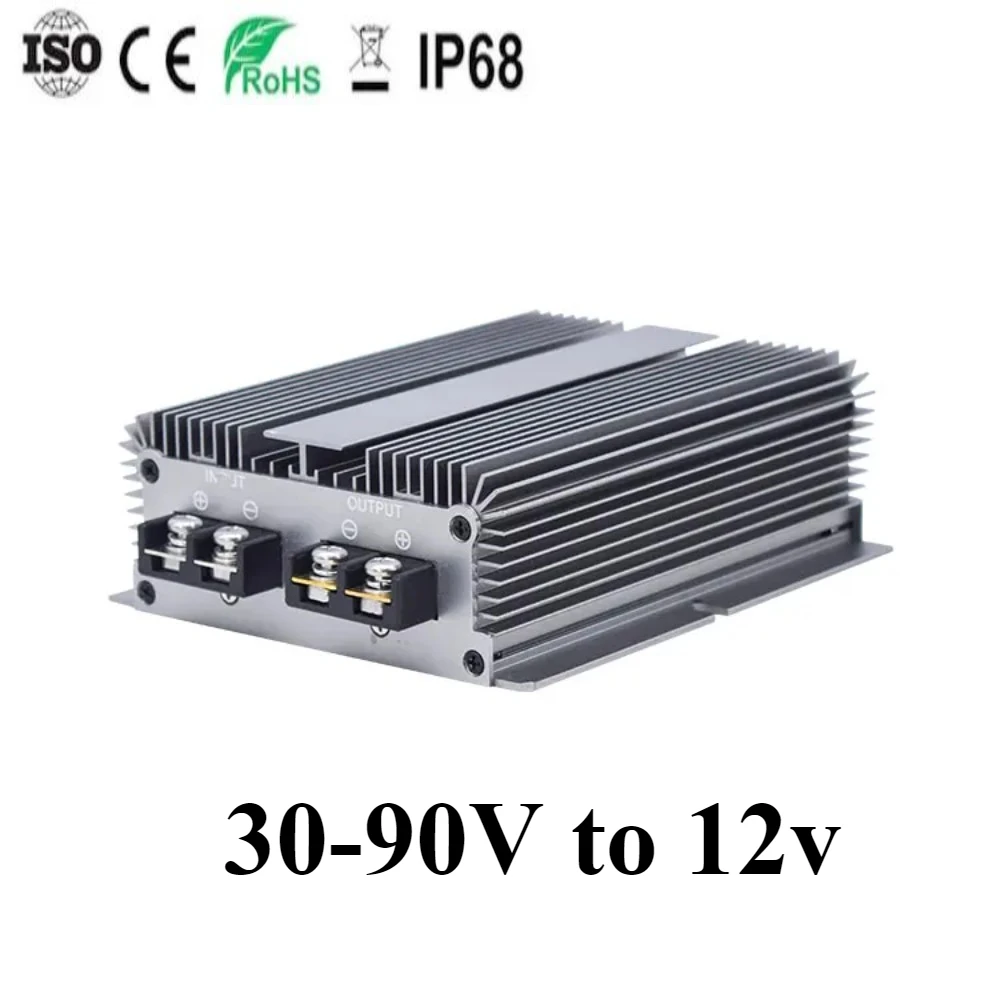Waterproof IP68 Step Down Module 48V 60V 72V to 12V 50A 60W Dc Dc Converter High Efficiency Automotive Certificated Shockproof
