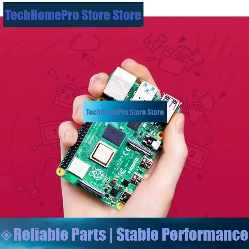 TechHP Official  Raspberry Pi 4 Model B Dev Board Kit RAM 2G 4G 8G 4 Core CPU 1.5Ghz 3 Speeder Than Pi 3B+