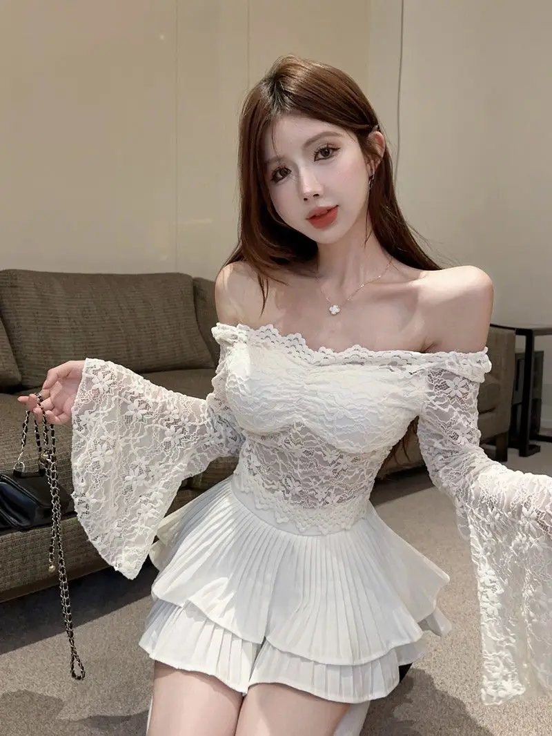 Pure Desire Style Nightclub Outdoor Lace Shirt for Women Dopamine Light Mature Style Slim Fit High Waist Slimming Top