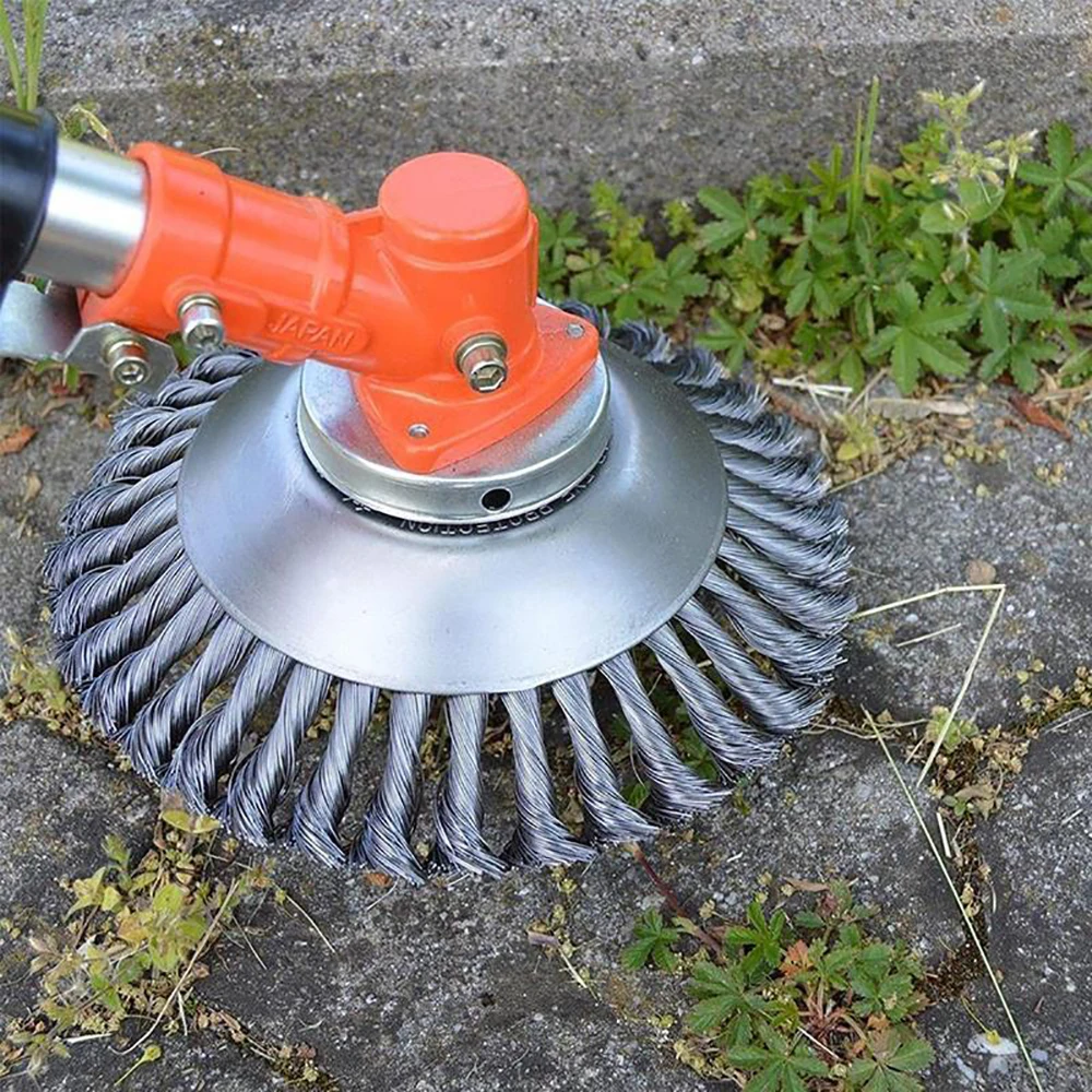 6/8/10 Inch Weed Brush Cutter Head Lawn Mower Universal Grass Trimmer Head Steel Wire Wheel Brush Disc Garden Trimmer Heads