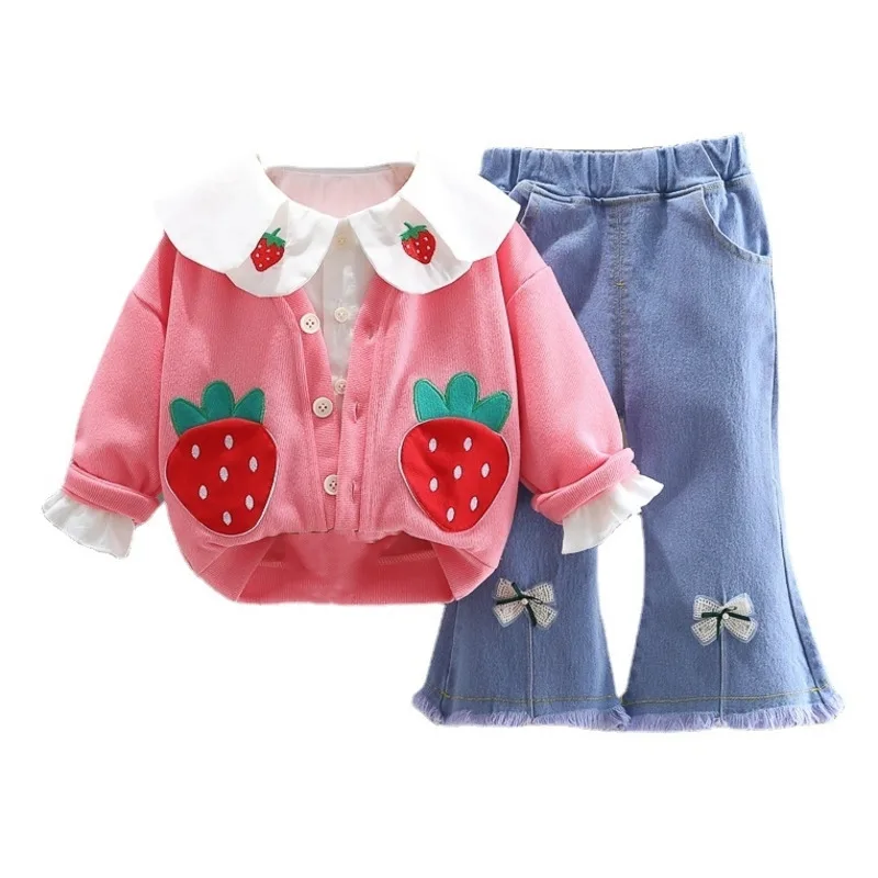 New Spring Autumn Baby Clothes Suit Children Girls Fashion Casual Jacket Shirt Pants 3Pcs/Sets Toddler Costume Kids Tracksuits