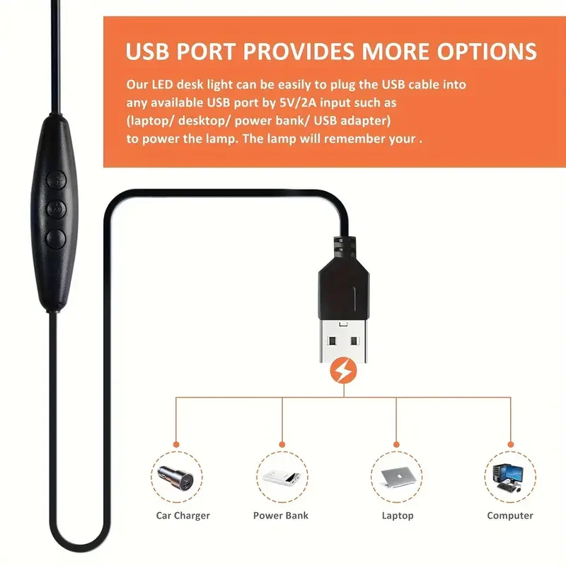 LED Folding Metal Desk Lamp Clip on Light Clamp Long Arm Diming Table Lamp 3 Colors Adjustable For Living Room Reading Computers