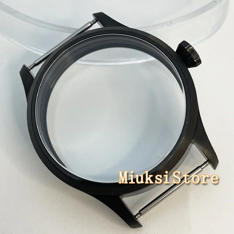 Watch case 42mm sapphire glass case  ETA6497 6498 Seagull ST3600 ST3620 ST36 movement copper black steel case watch parts