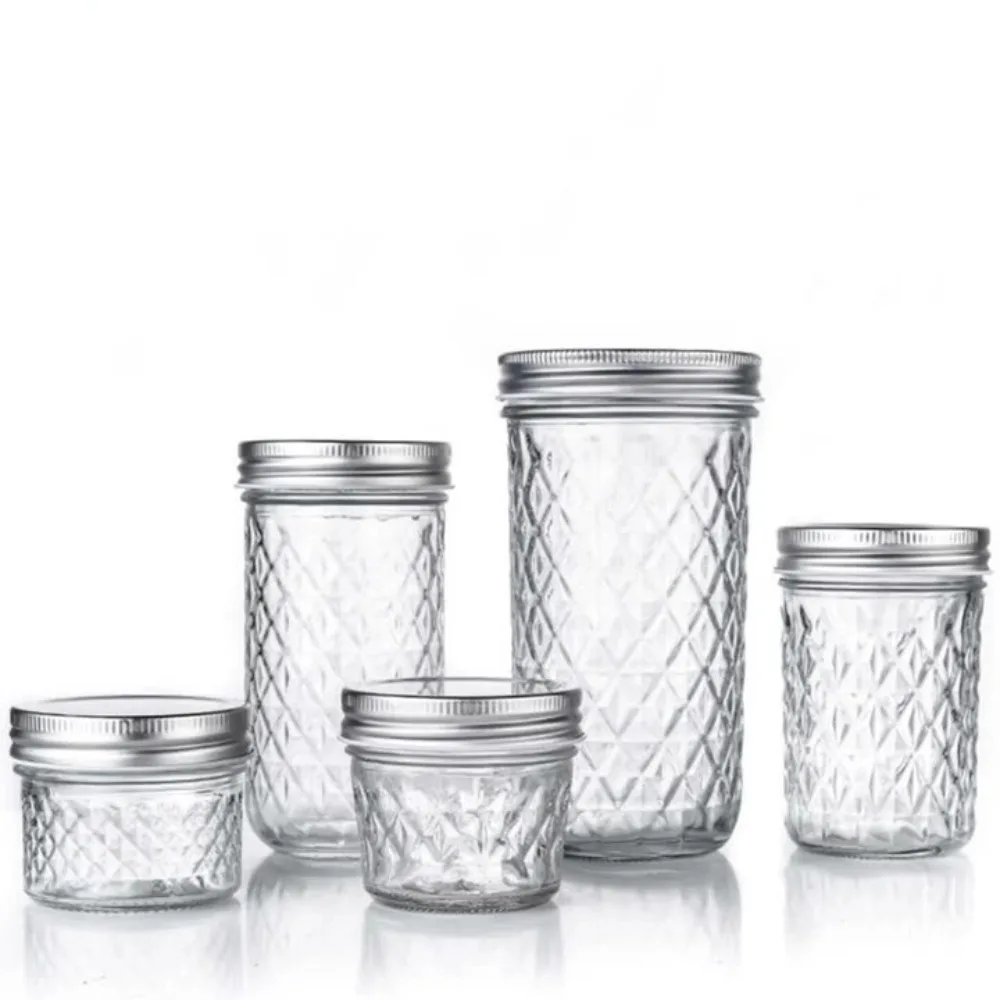 New Glass Mason Jar Transparent Labelable Transparent Glass Can 120ml/250ml/280ml/350ml/450ml/650ml Seal Jam Juice Bottle Jam