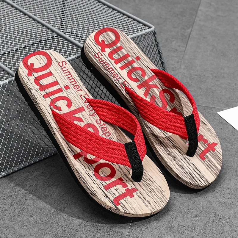 Hot Sale Men's Flip-flops Fashion Red Summer Flip flops Cheap Comfy Flat Slippers For Men Outdoor Non Slip Beach Slippers Man