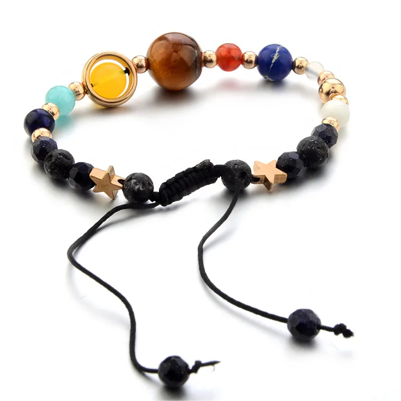 Cosmic Galaxy Solar System Bracelet for Women Men Natural Stone Star Beads Nine Planet Bracelet Adjustable Bangle Couple Jewelry image 6