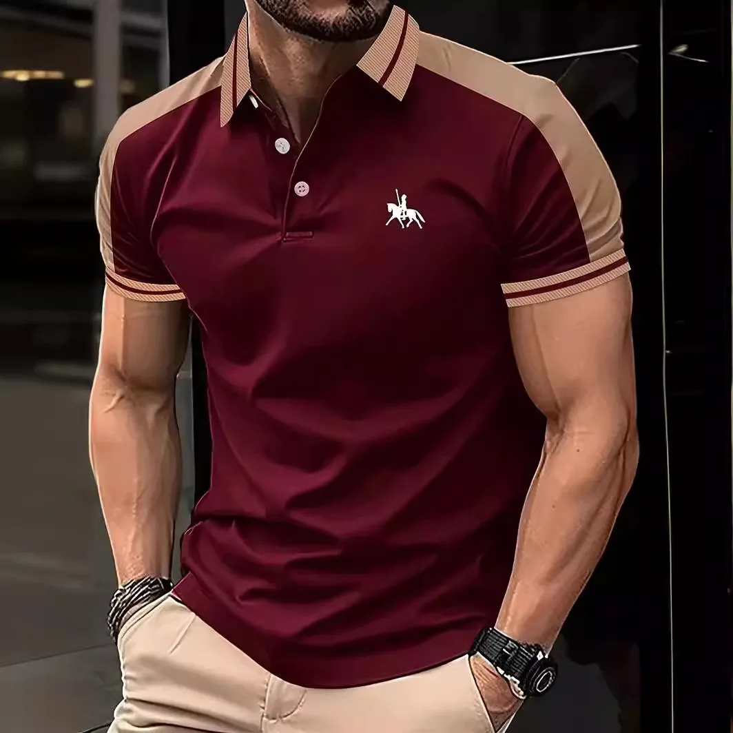 Letni nowy trend w modzie męskiej T-shirt z nadrukiem z klapami Codzienny Casual Męska sportowa koszulka polo z krótkim rękawem Top Hombre Manga