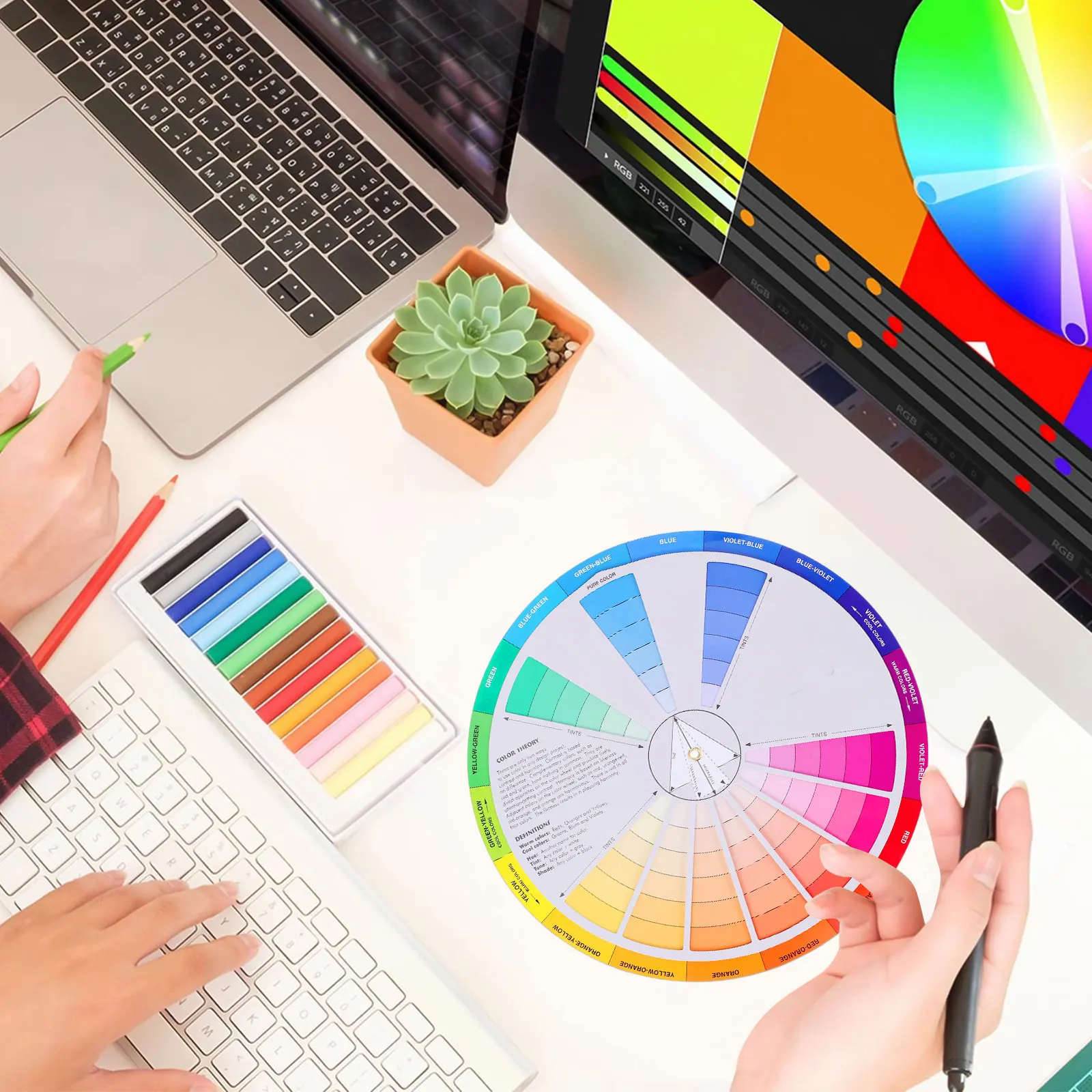 

Color Card Wheel Chart Artist Mixing Guide Travel Small Color Learning Rotation Board Mixed Tool Makeup Blending Art Supplies