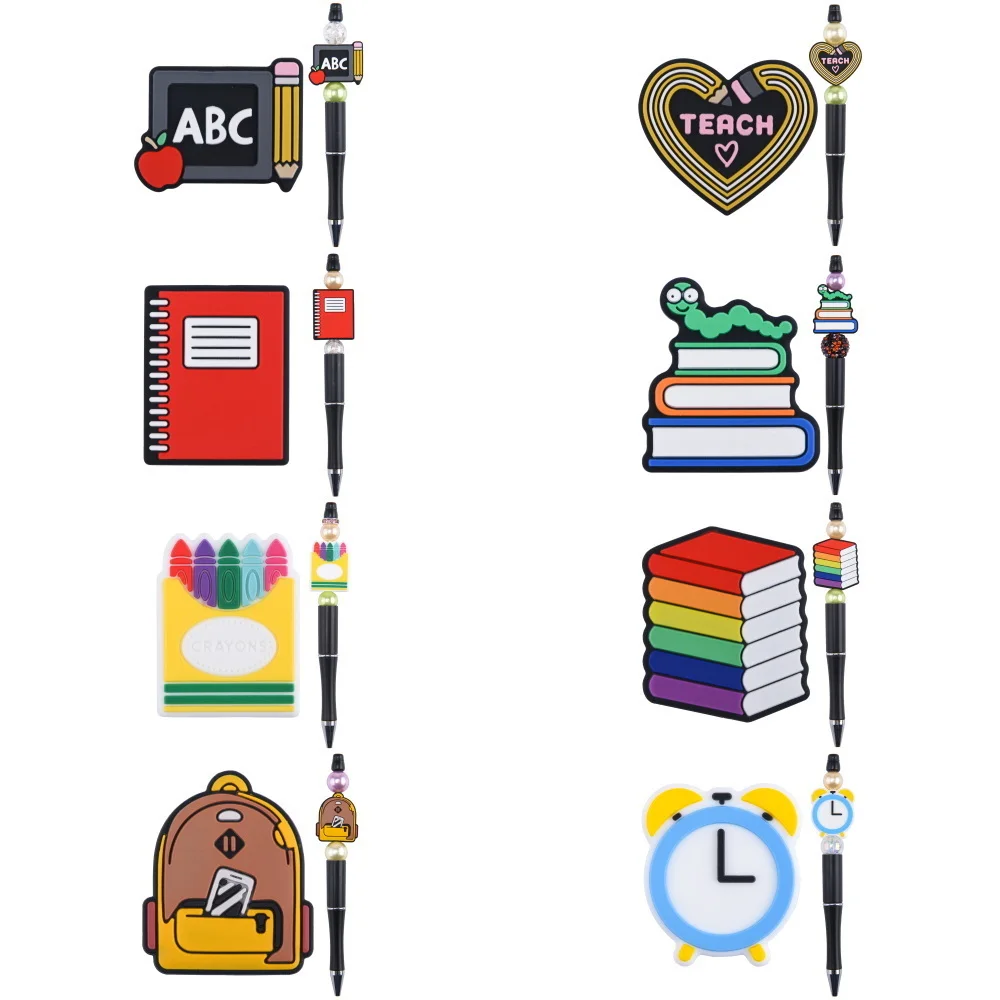 

1pcs Cartoon Bag Book Beads Of Pens DIY Colorful Crayon Focal Beads Cute Blackboard Beadable Beads Kids Award Gifts