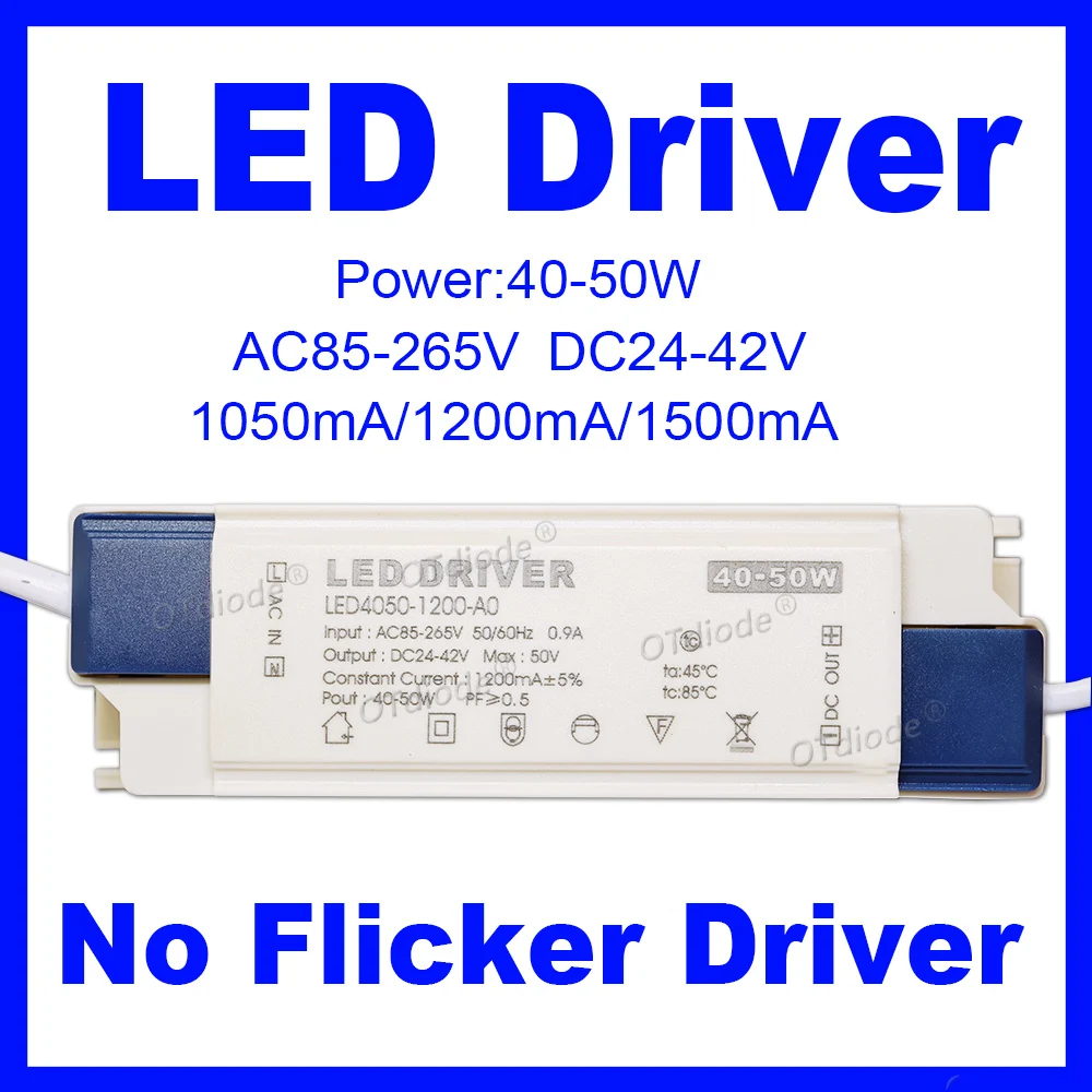 Imagem -02 - Flicker Led Driver Fonte de Alimentação Painel Lâmpada Transformador de Iluminação ac 85265v 220v 40w 50w 100 ma 1200ma 1500ma Dc2442v