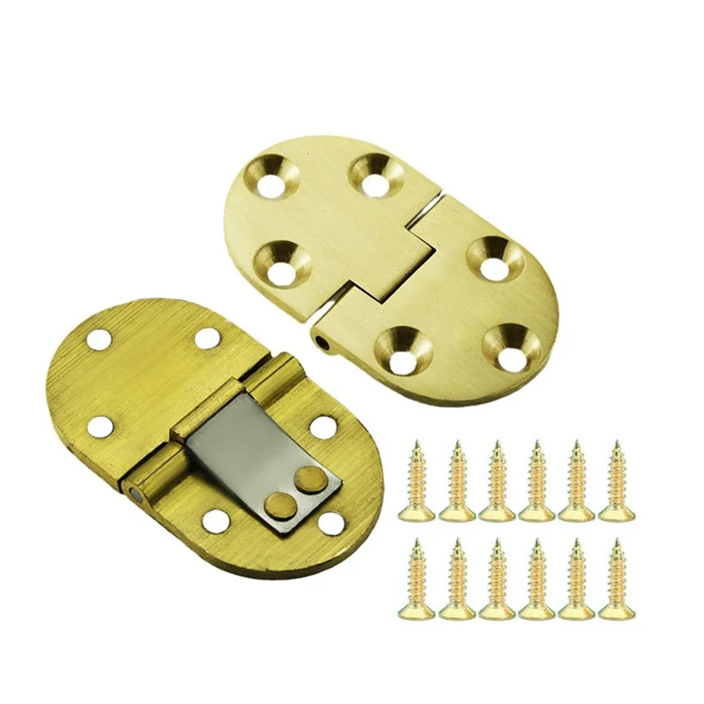 2Pcs 65*38mm Brass Doors Hinges Furniture Folding Table Hinge 90 Degree Flap Drop Leaf Table Hinge with Screws for Cabinet Doors