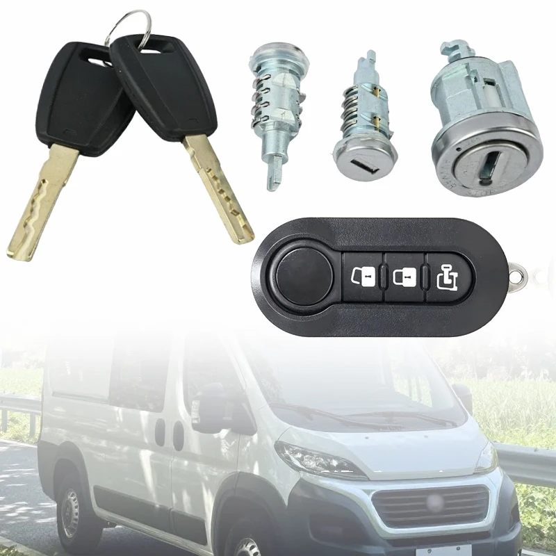 Fits For FIAT DUCATO For CITROEN RELAY For PEUGEOT BOXER 2006+ Ignition Barrel Door Lock Sets With 2 Keys And Remote Control Key