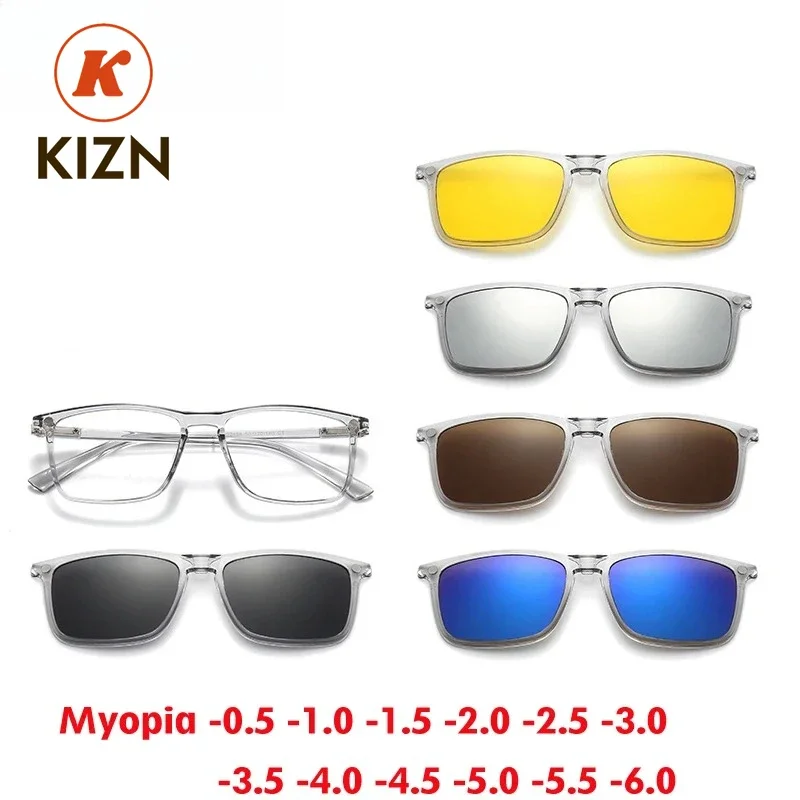 

Очки KIZN 6 в 1: квадратные, для коррекции близорукости, мужские и женские, поляризованные, с магнитным креплением, оптические, с диоптриями от -0.5 до -10