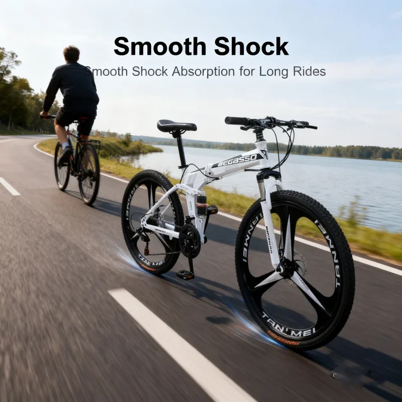 

Adult Folding Mountain Bike High Configuration Three-Knife Wheel White Variable Speed Soft Bike Cross-Border Wholesale