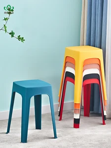 Thickened Plastic Stool Economical Nordic Square Stool Simple Modern Creative Small Stool Adult Home Use Dining Table High Bench