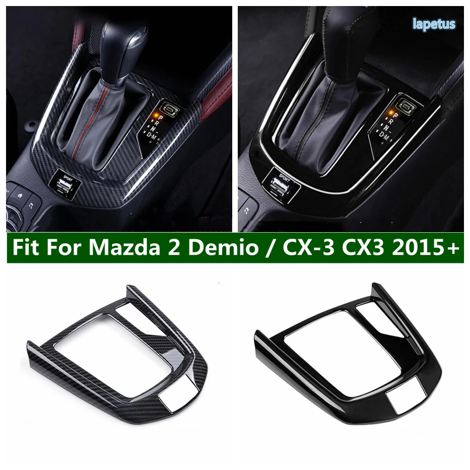 

ABS Black / Carbon Fiber RHD Stalls Gear Shift Box Panel Cover Trim Fit For Mazda 2 Demio / CX-3 CX3 2015 - 2023 Car Accessories