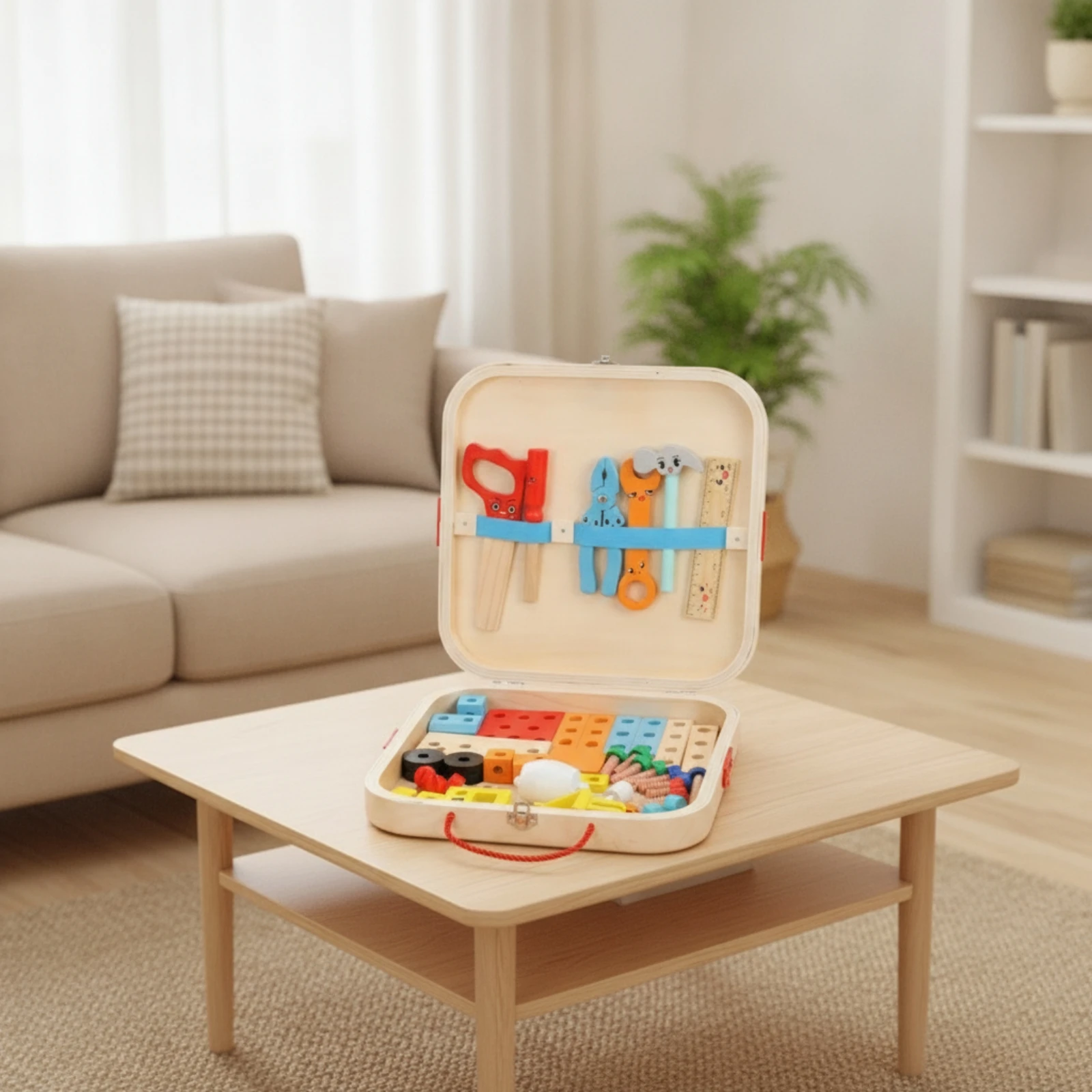 Wooden Tool Box Toy Educational Wooden Tool Box Kids Construction Set Developmental Playset STEM for Toddlers, Playroom