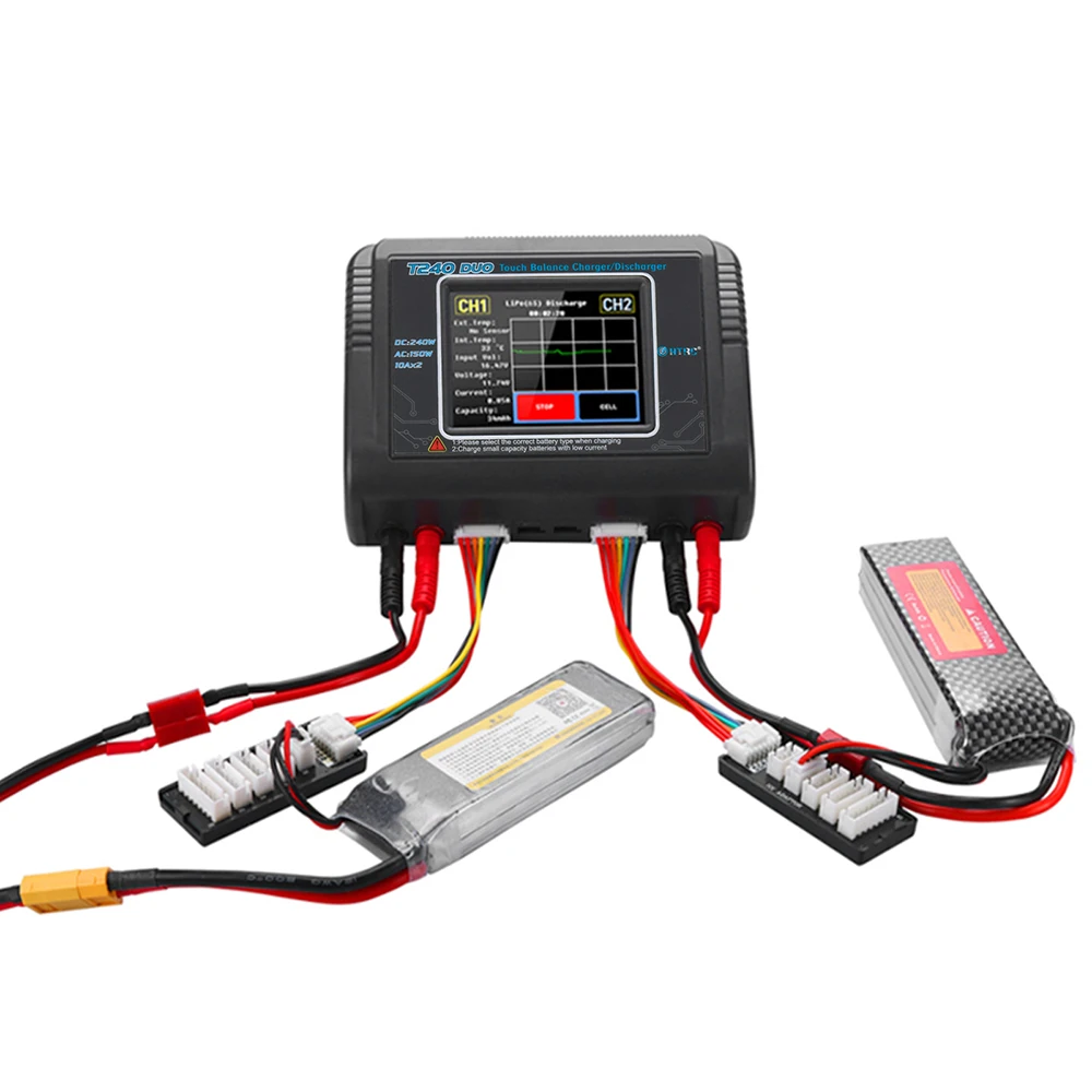 HTRC T240 DUO RC充電器/放電器 デュアルチャンネル AC 150W DC 240W タッチスクリーン バランス Lipo充電器 RCモデル おもちゃ用
