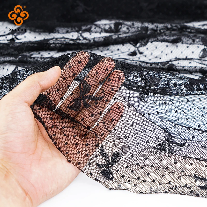 0,5/1/3/5m blanco y negro malla elástica tela de tul lazo Jacquard elástico encaje corsé red para costura DIY vestido de mujer ropa interior