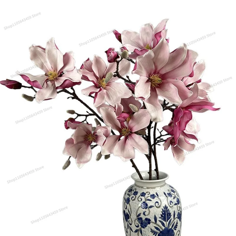 For Magnolia Flower Simulation Flower Living Room Ornament Dining Table Decoration Multi-headed Magnolia